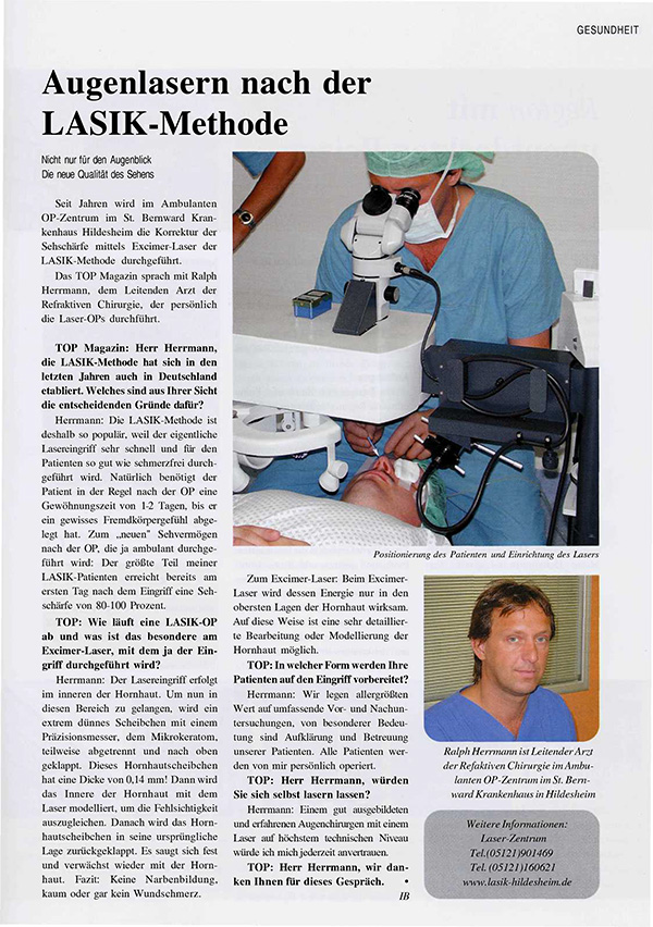 Augenlasern nach der LASIK-Methode