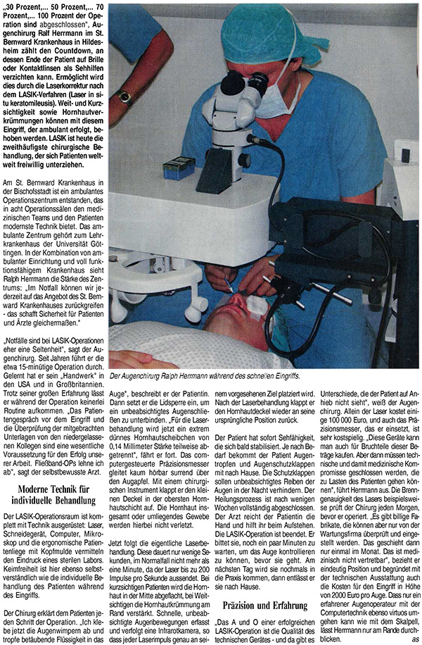 Für schlechte Sicht - LASIK-OP korrigiert Fehlsichtigkeit